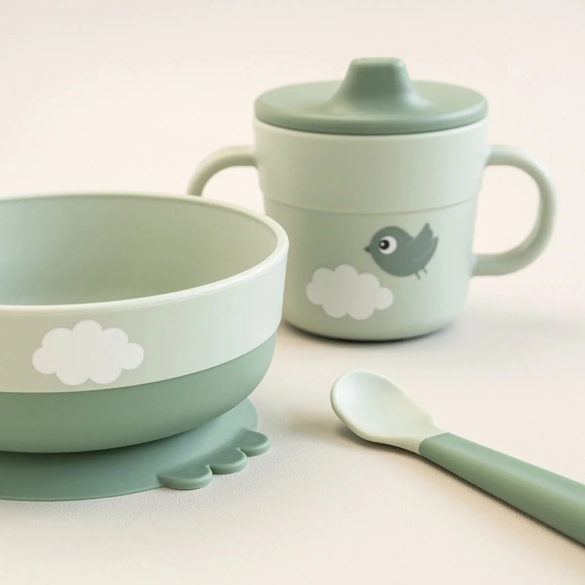 Vajilla con ventosa DONEBYDEER · happy cloud verde