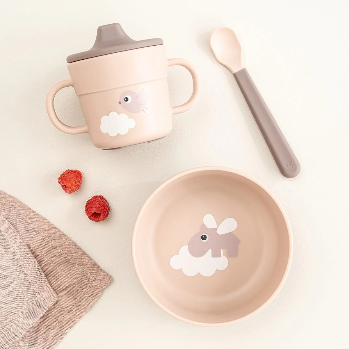 Vajilla con ventosa DONEBYDEER · happy cloud rosa