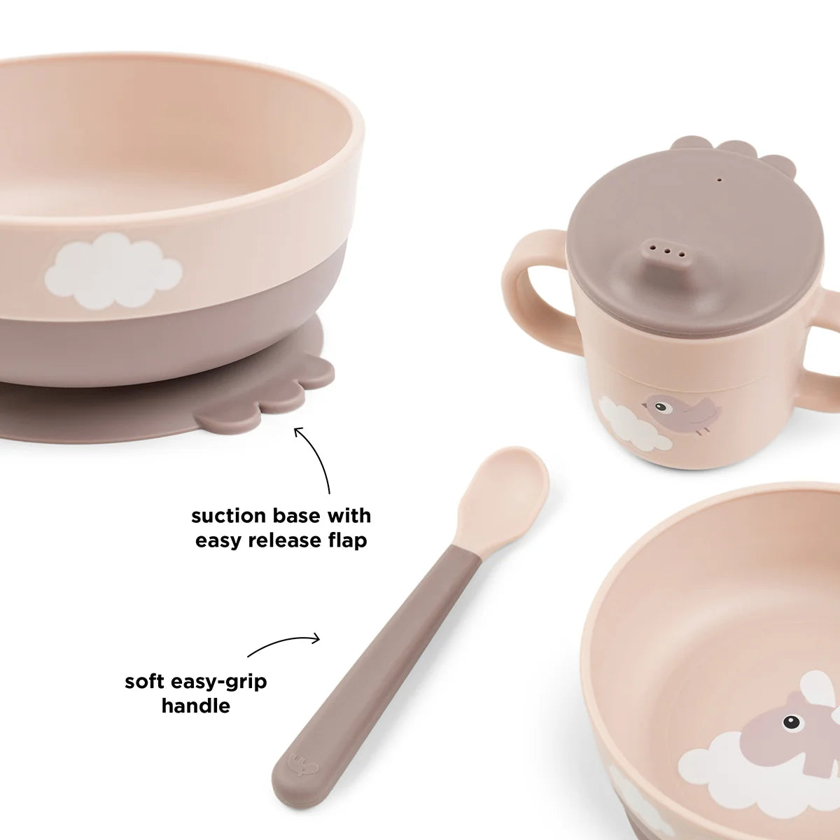 Vajilla con ventosa DONEBYDEER · happy cloud rosa