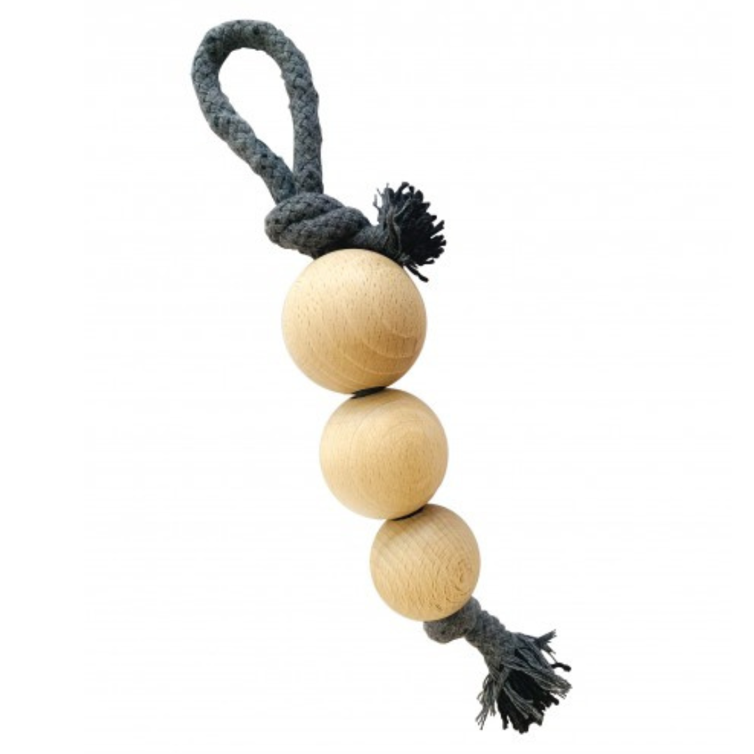 Guirnalda 3 bolas de madera con cuerda