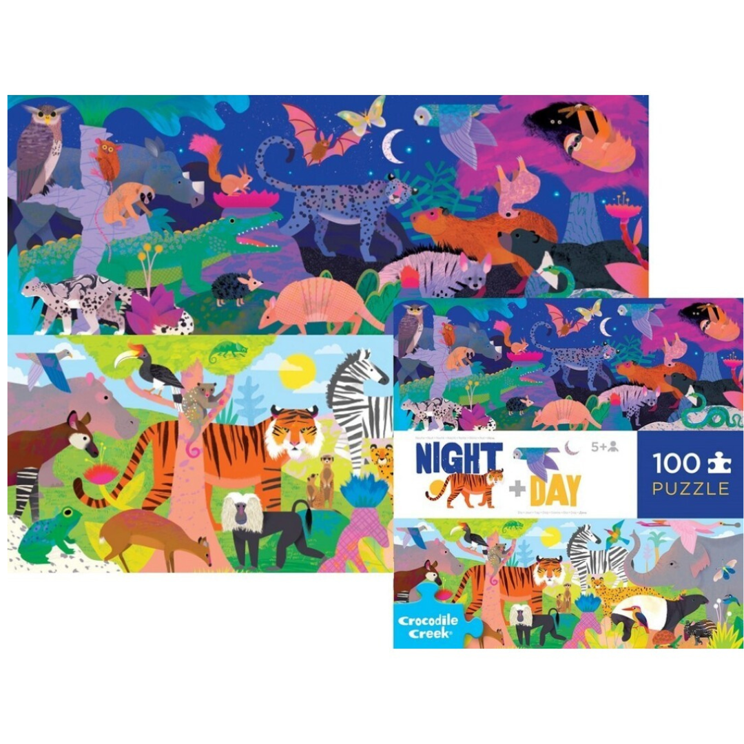 Puzzle animales de día y de noche · 100 piezas