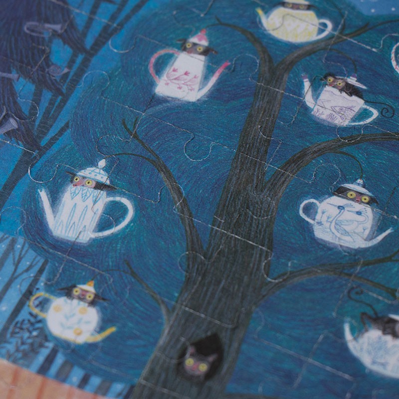 Puzzle pocket ¡reversible! night and day in the forest