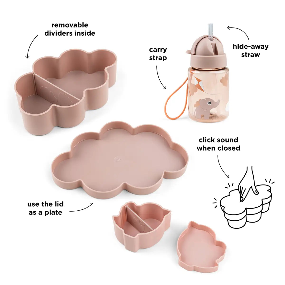 Set de almuerzo con botella DONEBYDEER playground · rosa