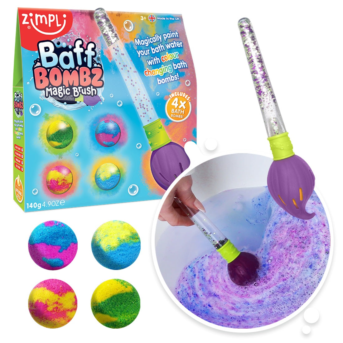 4 bombas de baño + pincel mágico