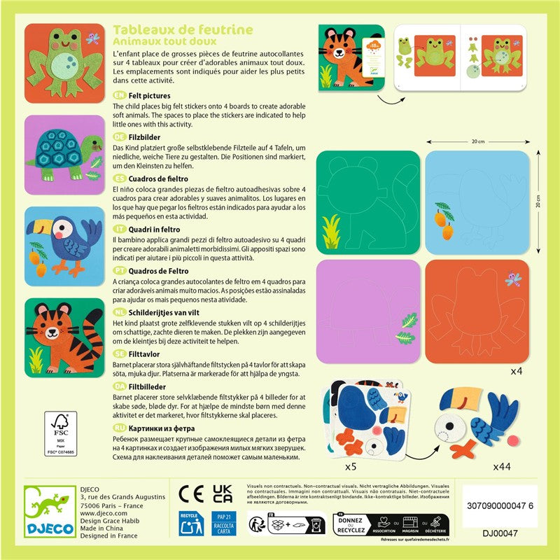 Collage tableros de fieltro: animales suaves