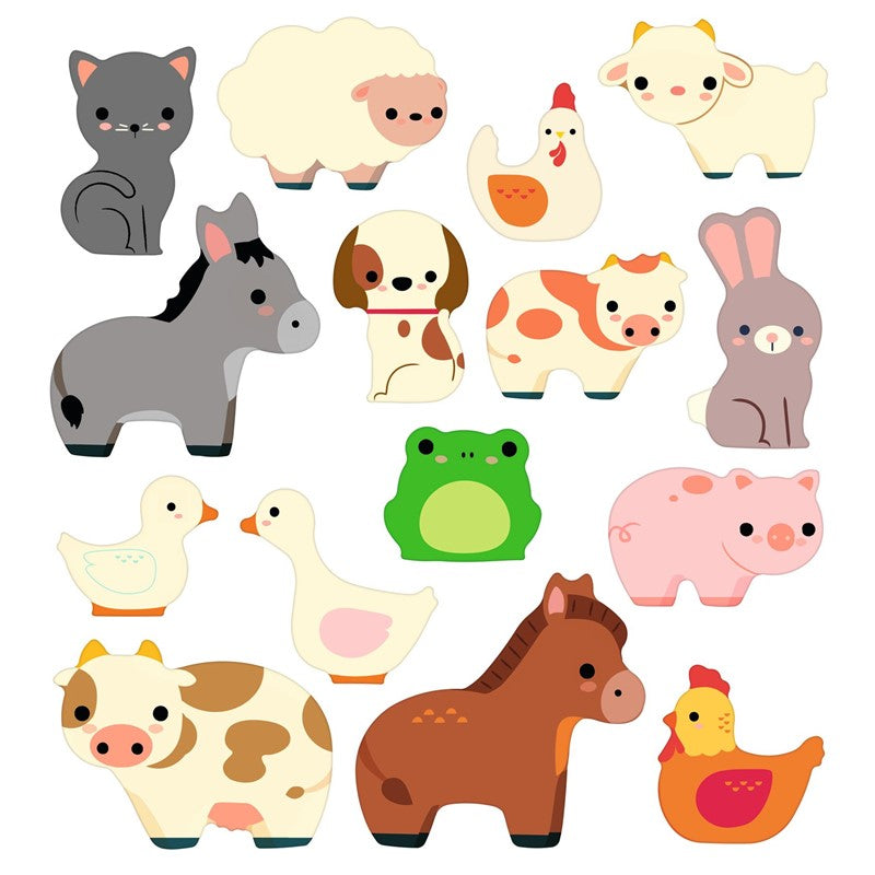 Set pegatinas reutilizables · los animales de la granja