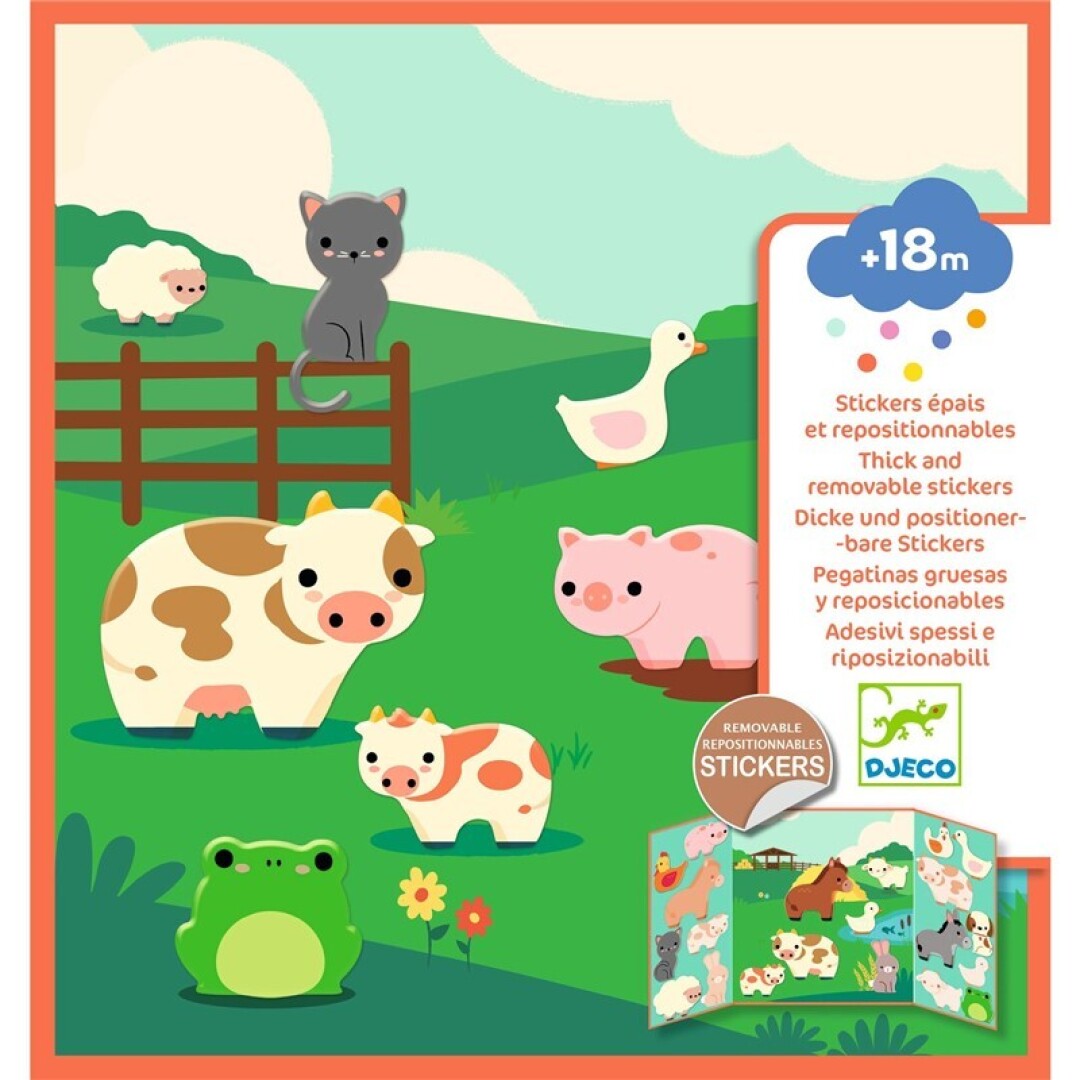Set pegatinas reutilizables · los animales de la granja