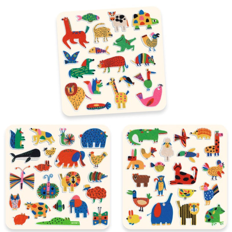 60 pegatinas de fieltro para bebés · animales