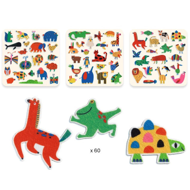 60 pegatinas de fieltro para bebés · animales