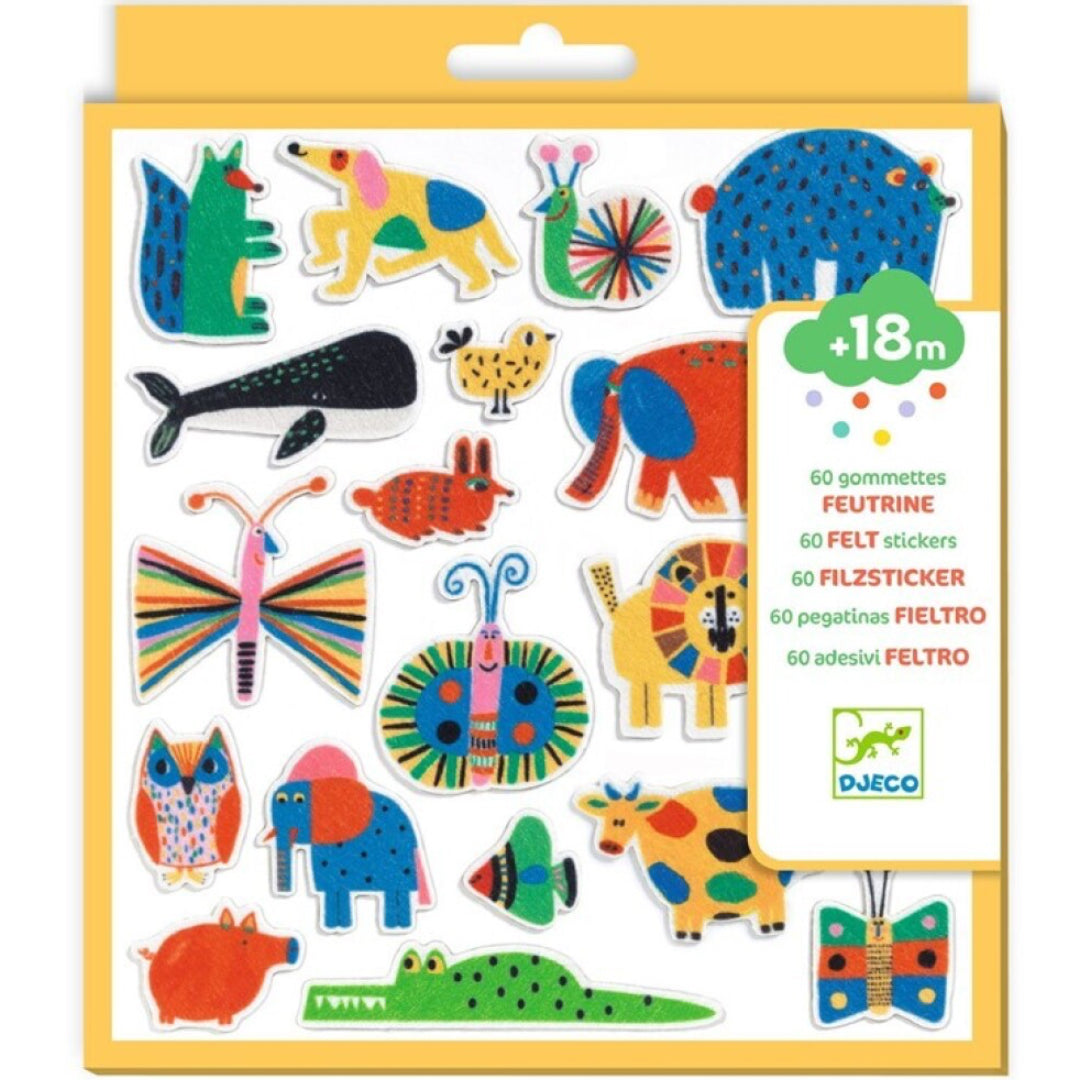 60 pegatinas de fieltro para bebés · animales