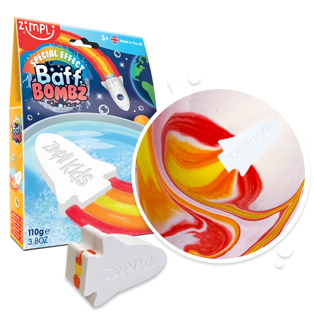 Bomba de baño cohete ¡efecto arco iris!