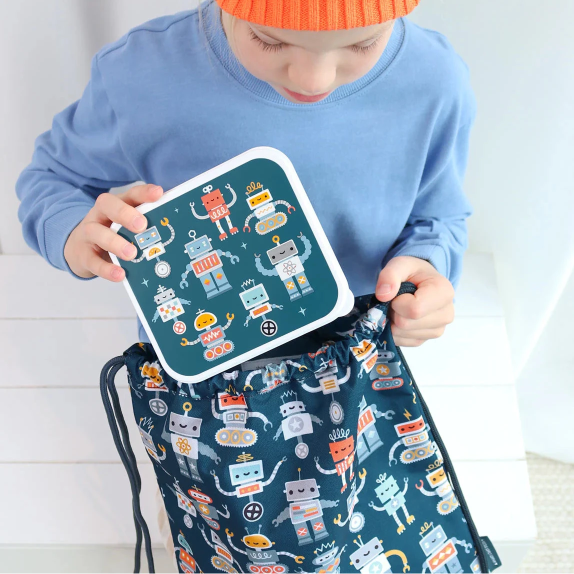 4 cajas snacks ALLC · robots