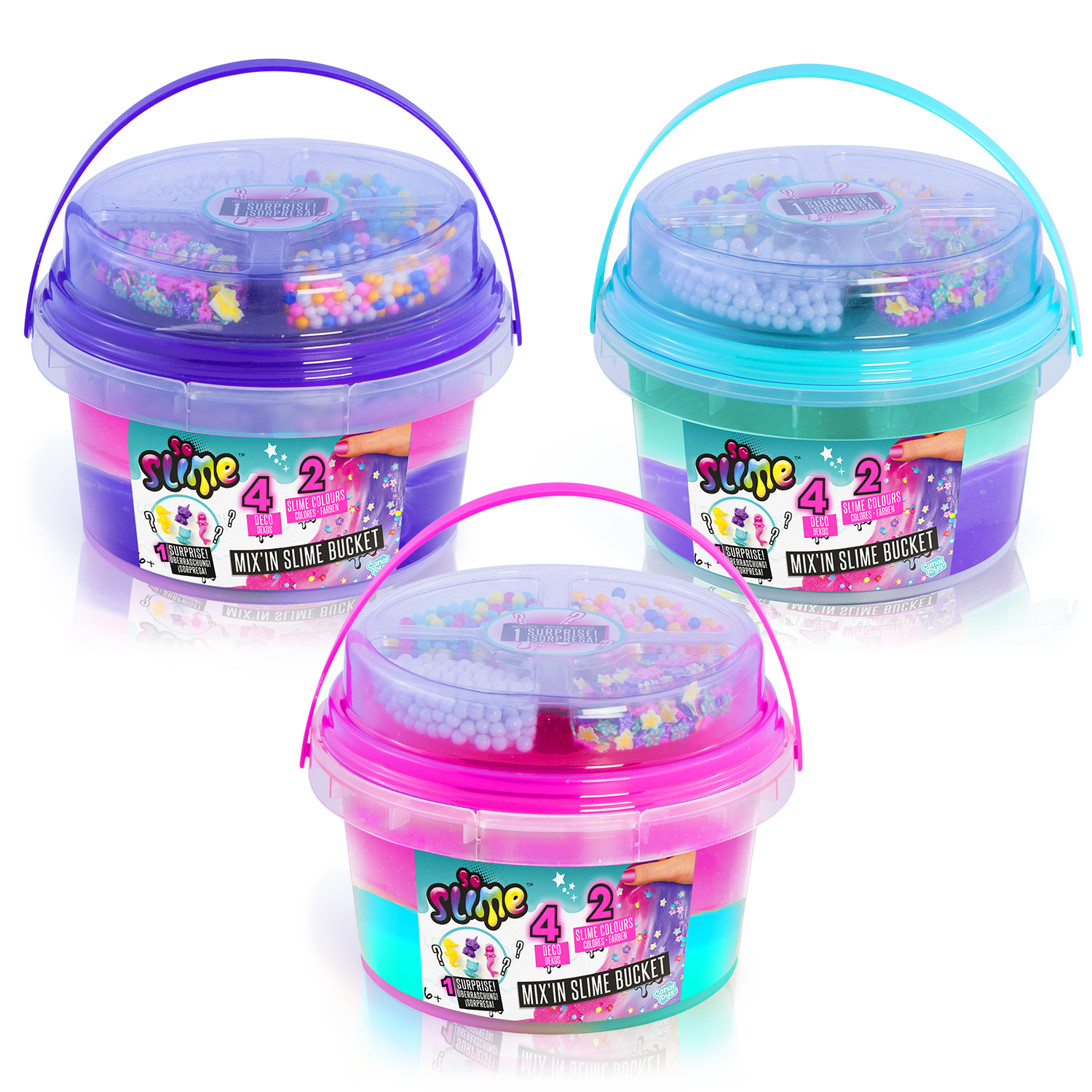 Cubo de slime mix'In con decoraciones