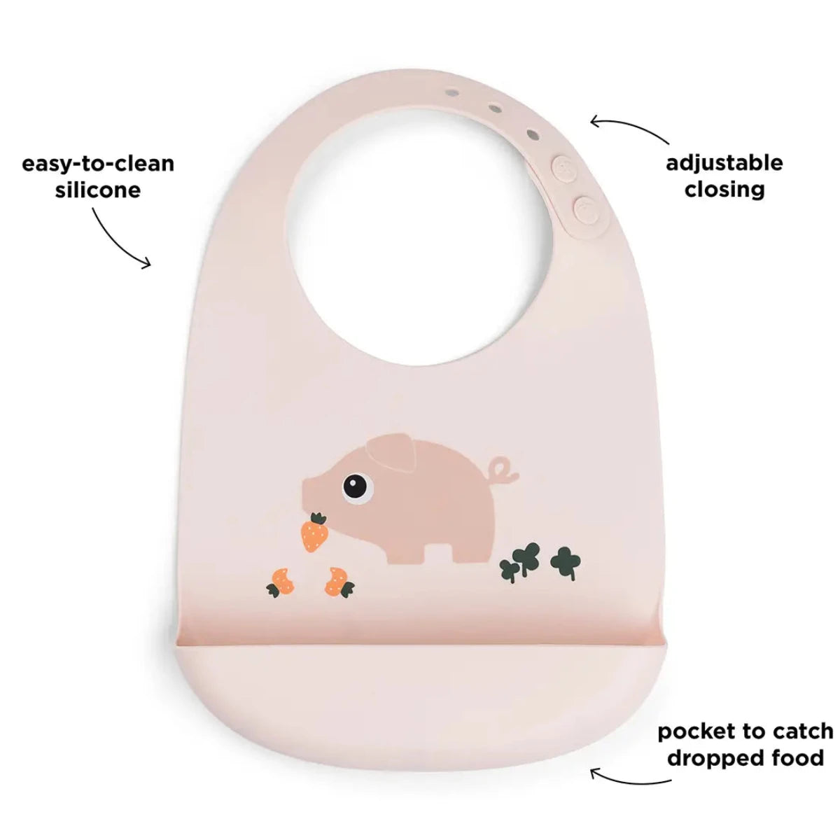 Babero de silicona DONEBYDEER · tiny farm rosa