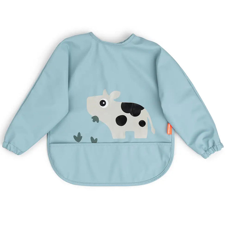 Babero con mangas DONEBYDEER tiny farm · azul