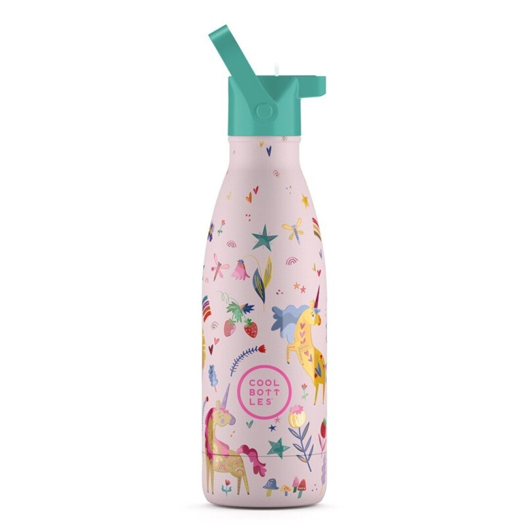 Botella de acero con pajita 350 ml. · funny unicorns