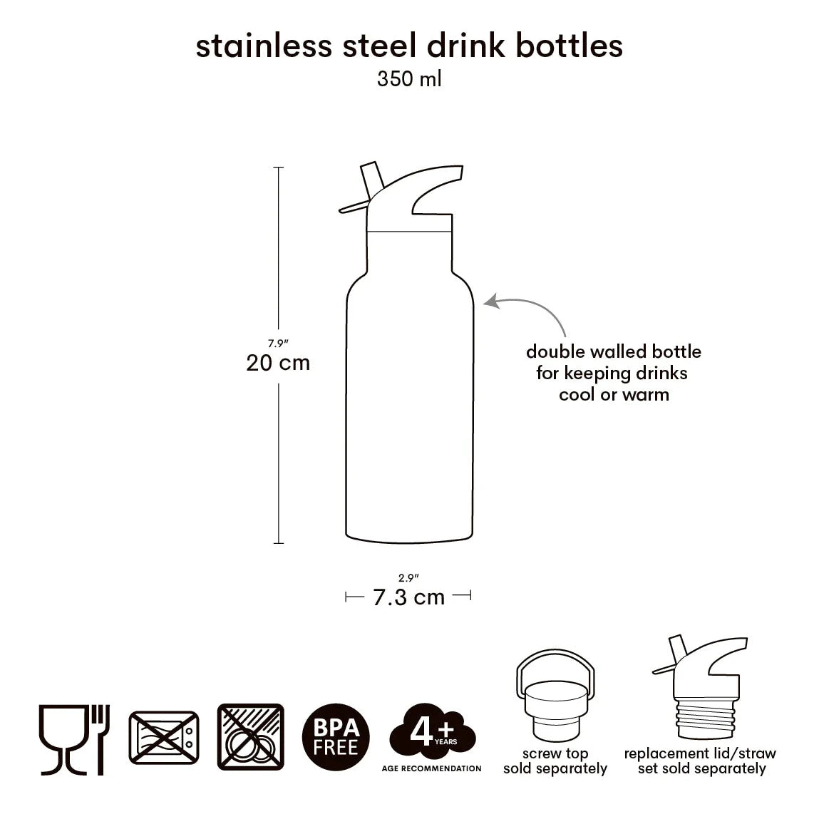 Botella de acero ALLC 350 ml. · corazones