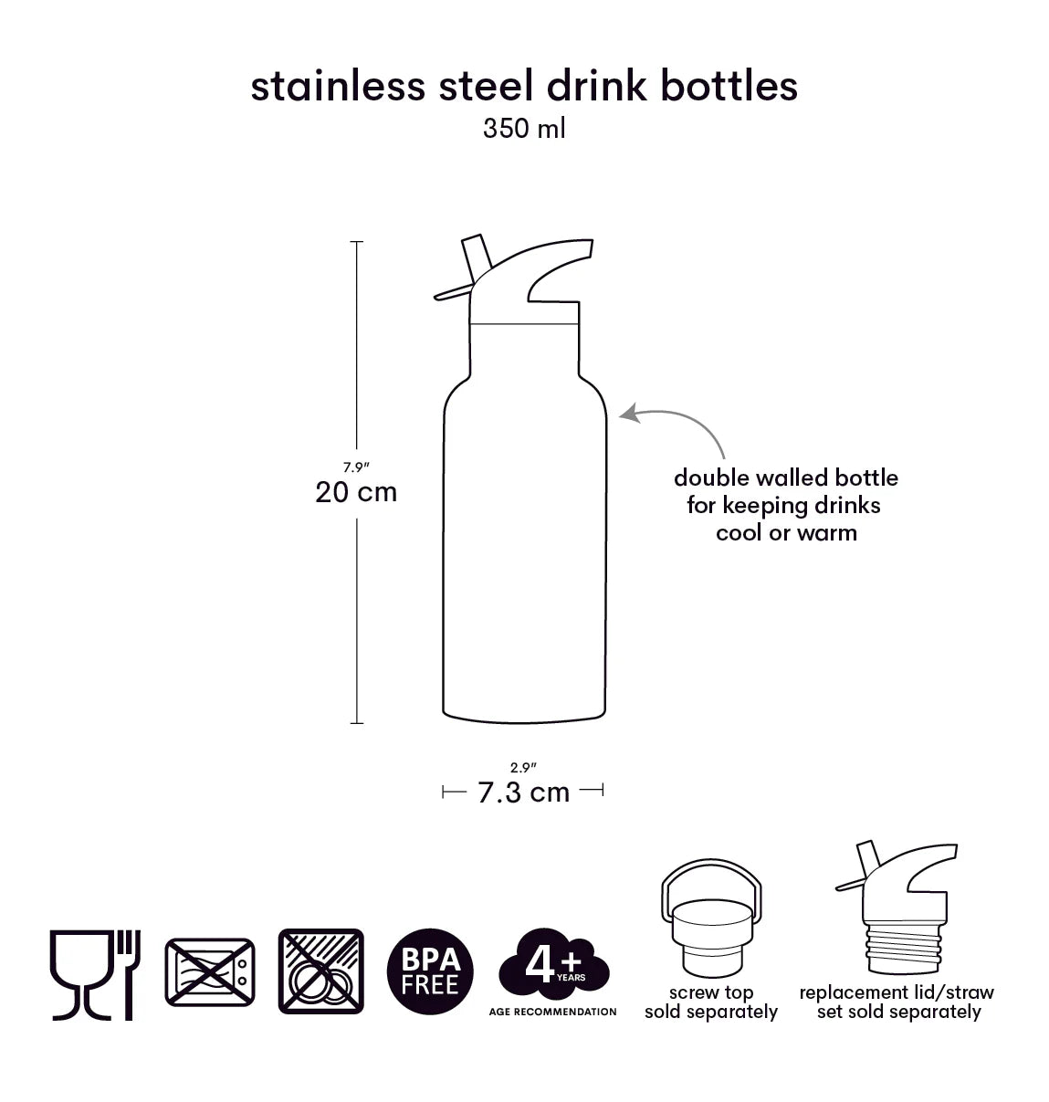 Botella de acero ALLC 350 ml. · animales