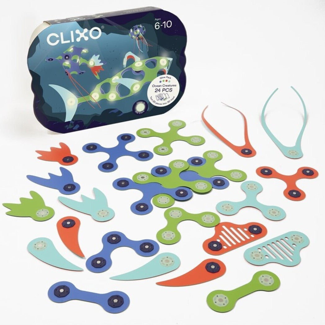 CLIXO ocean creatures ¡brilla en la oscuridad!: 24 piezas