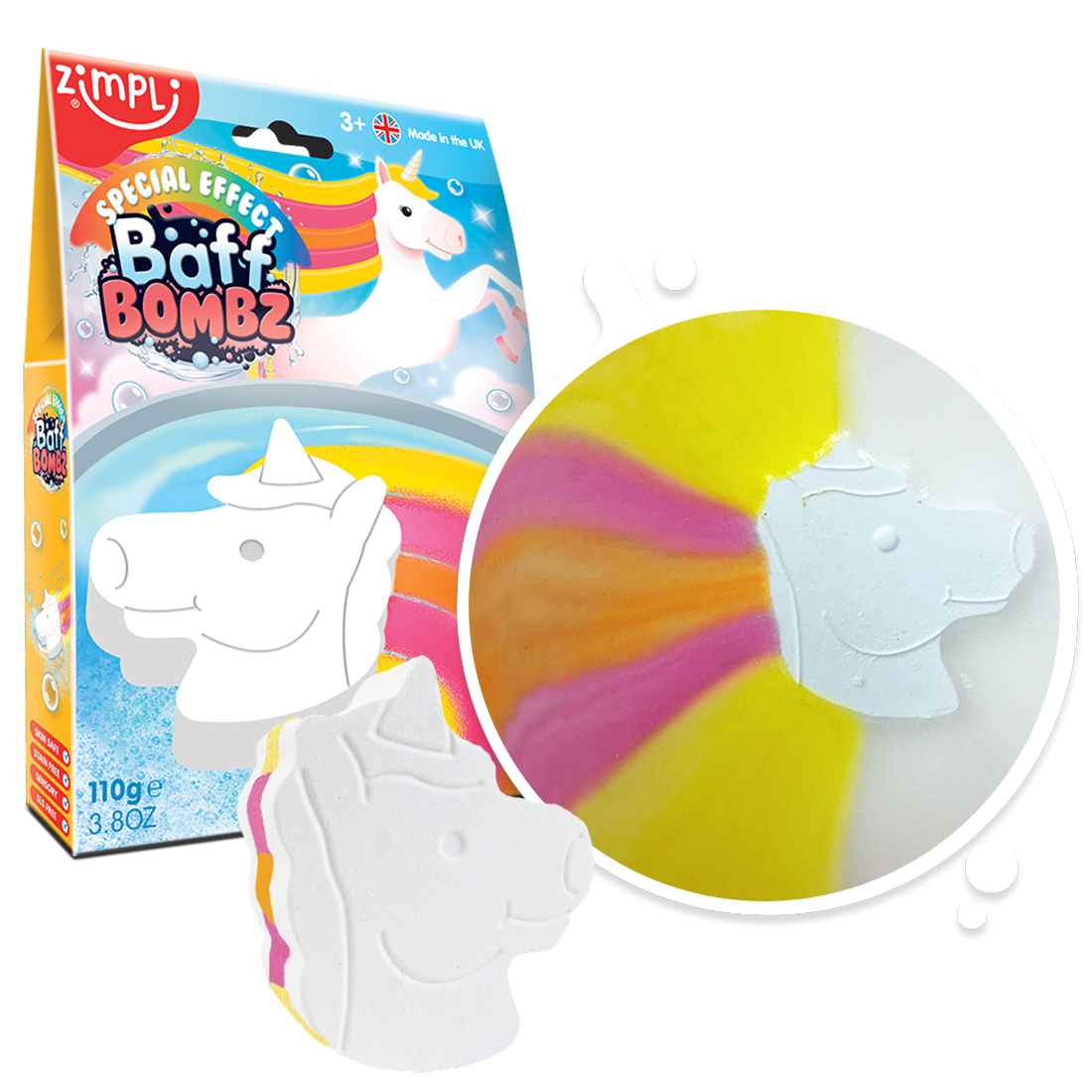 Bomba de baño unicornio ¡efecto arco iris!