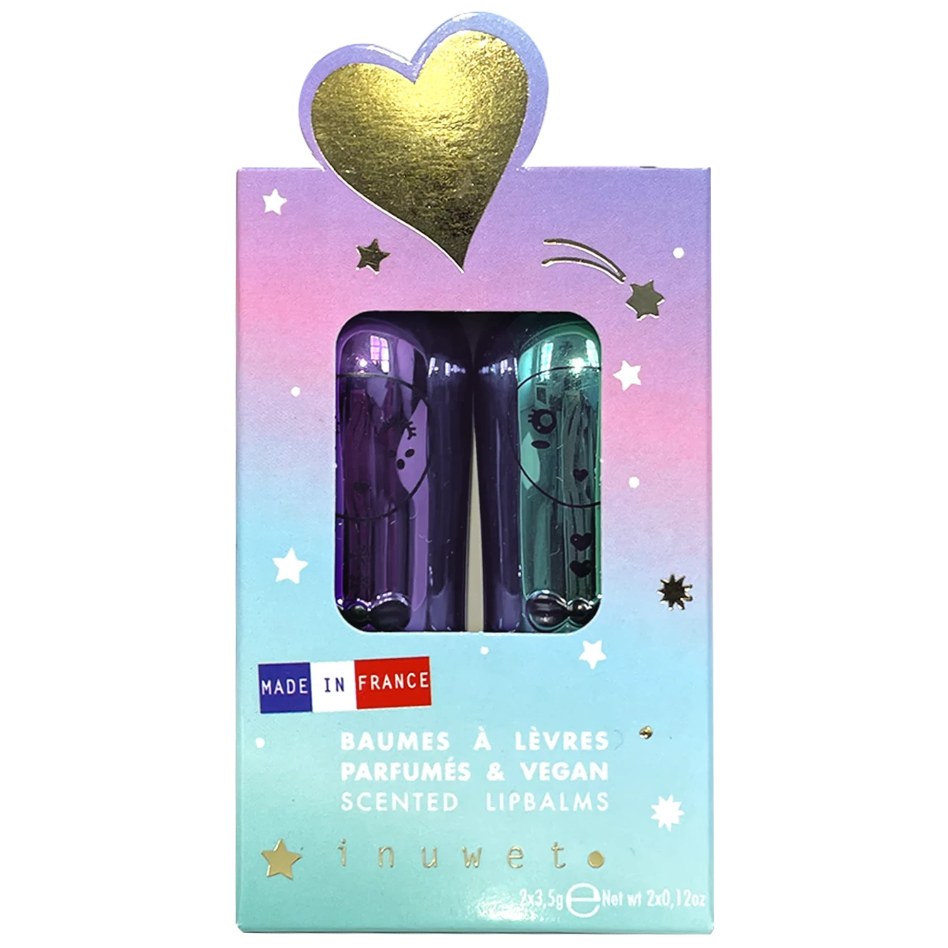 Set 2 Bálsamos Labiales Veganos Bunny INUWET · Noel rainbow