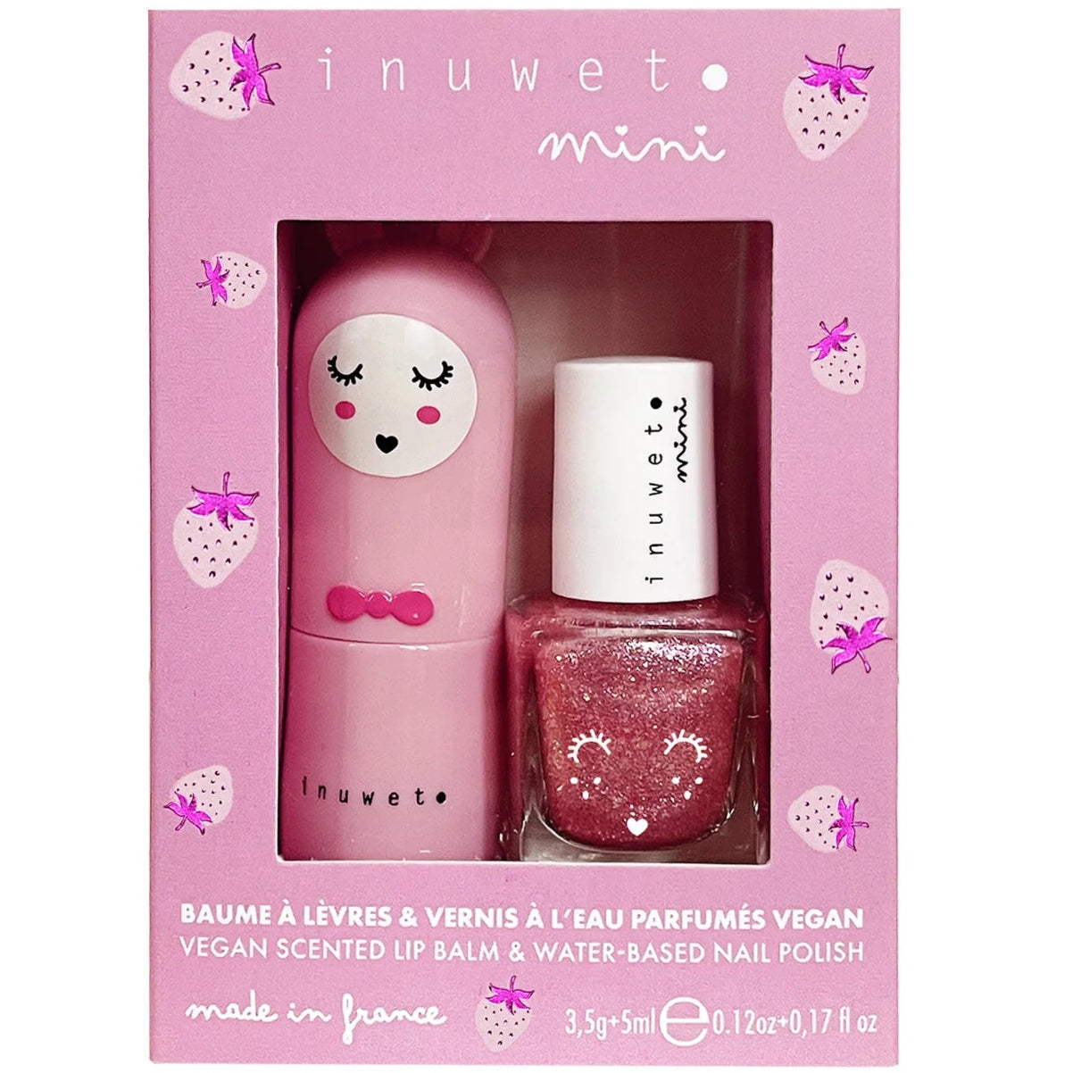Set bálsamo labial + esmalte de uñas INUWET · fresa