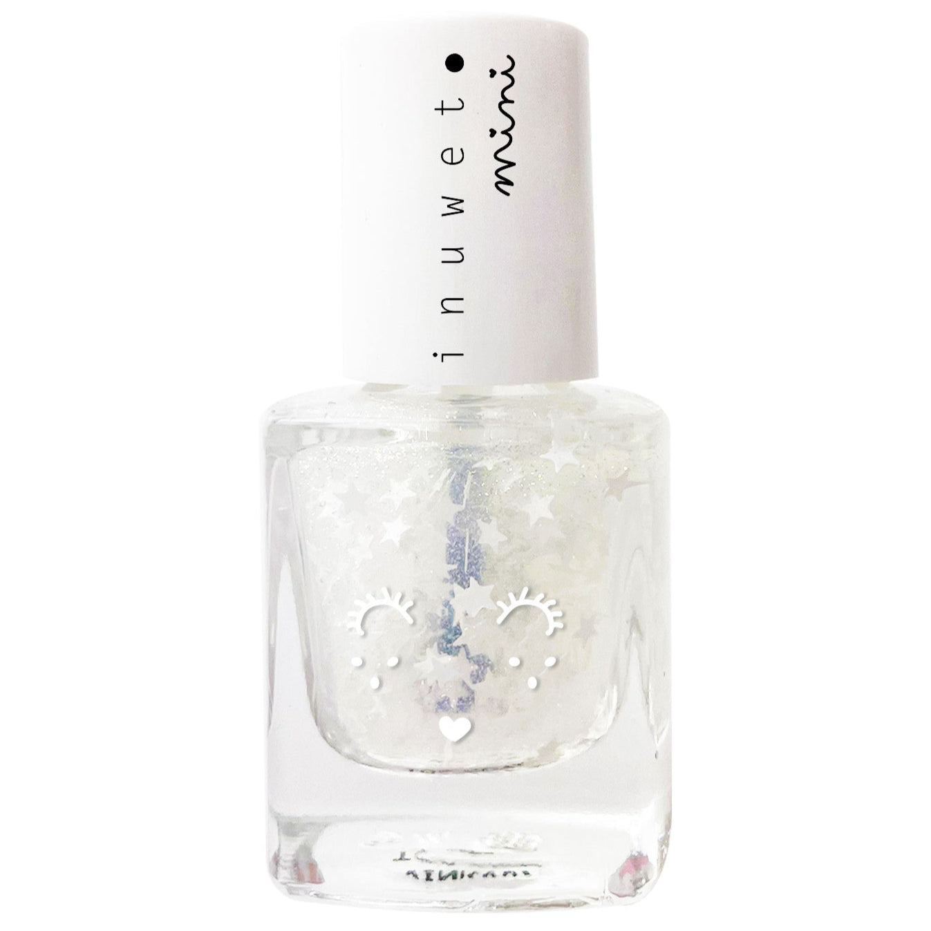 Esmalte uñas a base de agua INUWET · transparente con estrellas