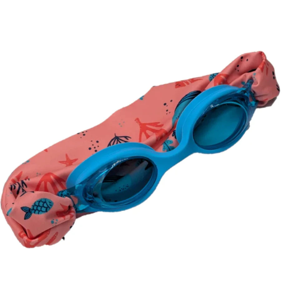 Gafas de natación infantiles con turbante · azul claro con ballenas