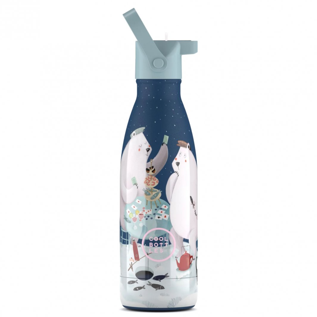 Botella de acero con pajita 350 ml. · Polar Bears - La Chata Merengüela