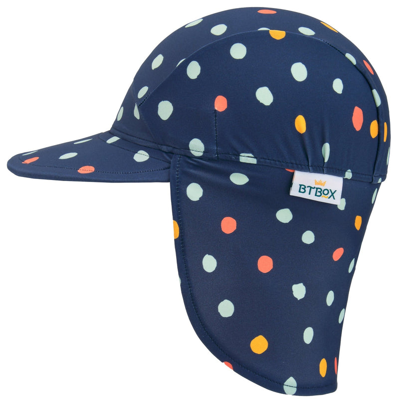 Gorra de baño con visera UPF +50 BTBOX · Lunares Navy - La Chata Merengüela