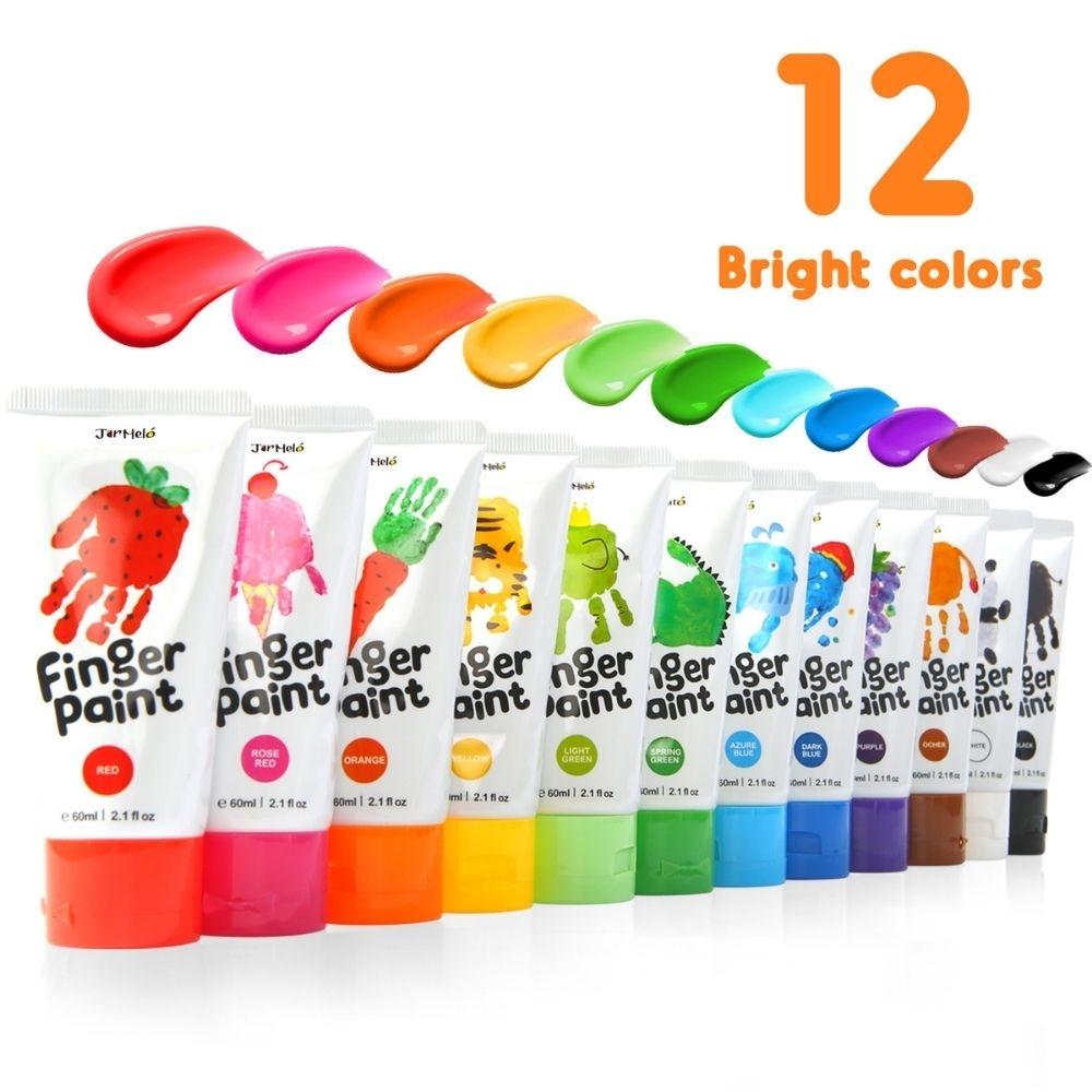 12 botes de pintura de dedos