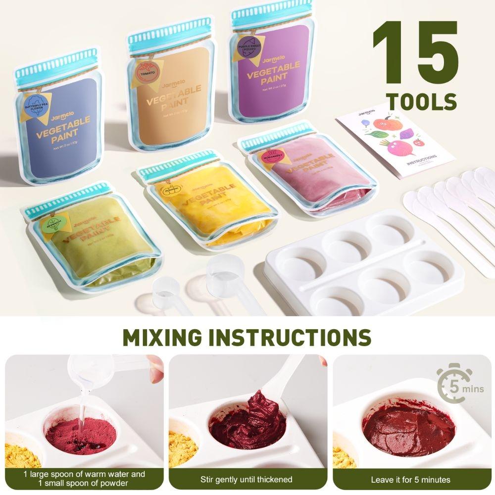 Pintura de dedos vegetal en polvo: 6 colores