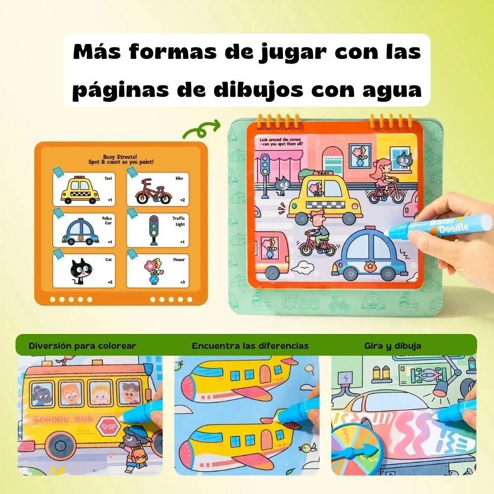 Cuaderno para colorear con agua: vehicle adventure