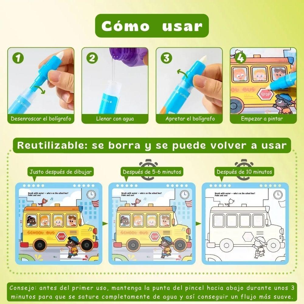 Cuaderno para colorear con agua: vehicle adventure