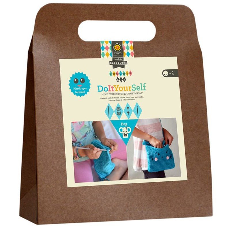 Kit crea tu bolso en crochet · conejo azul - La Chata Merengüela