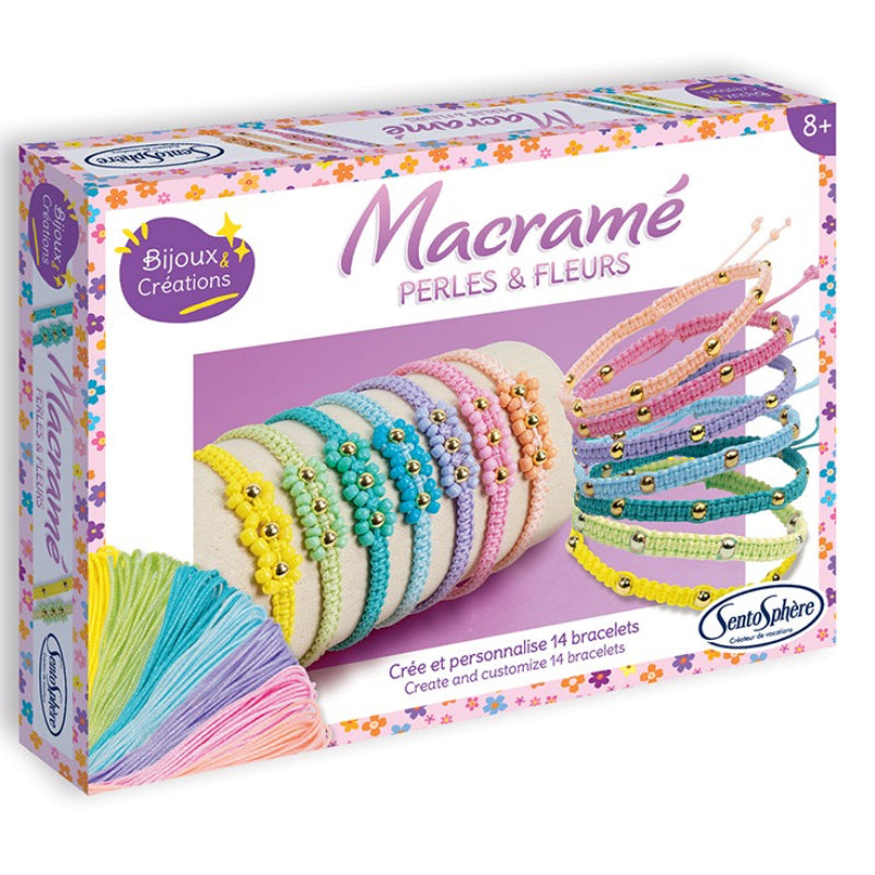 Crea pulseras de perlas y flores con macramé