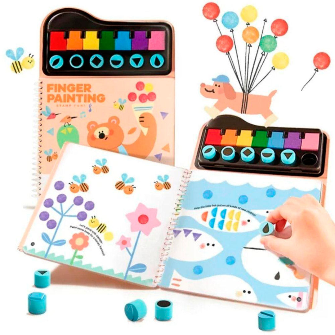 Libro creativo ¡pinta con los sellos! y pintura de dedos