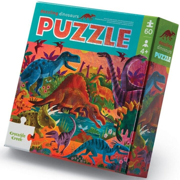 Puzzle brillante de dinosaurios: 60 piezas - La Chata Merengüela