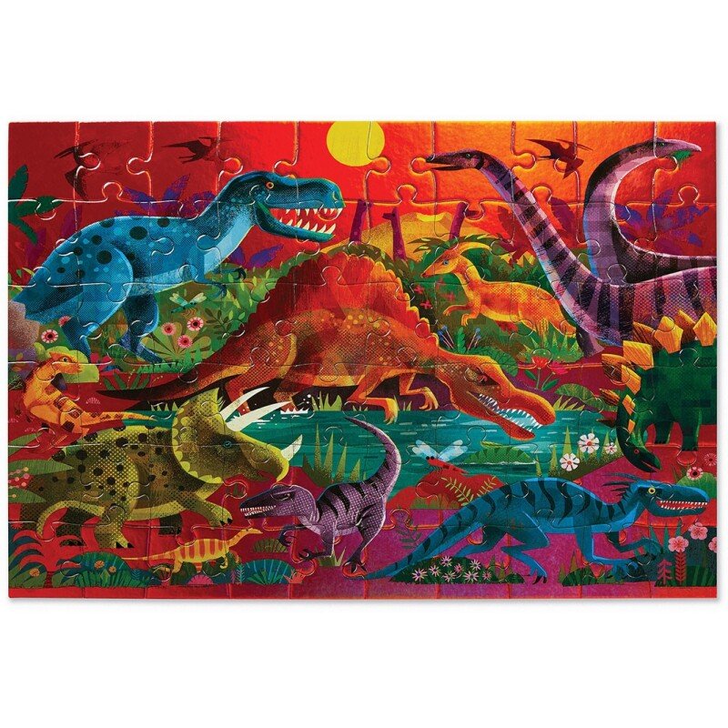 Puzzle brillante de dinosaurios: 60 piezas - La Chata Merengüela