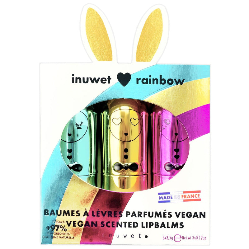 Set 3 Bálsamos Labiales Veganos Bunny INUWET · Rainbow - La Chata Merengüela