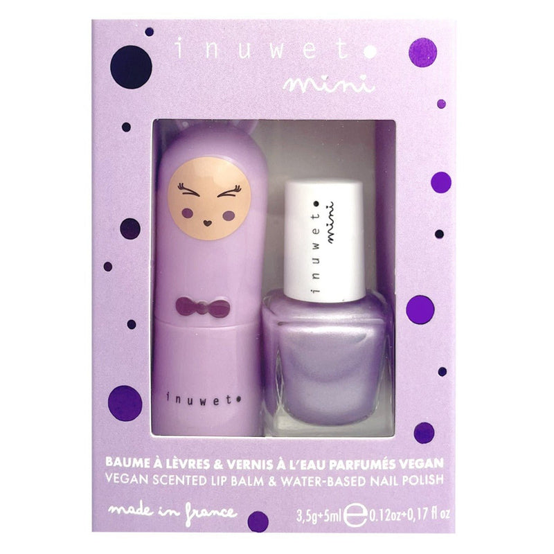 Set Bálsamo Labial + Esmalte Uñas Veganos Bunny INUWET · Nube y Arándanos - La Chata Merengüela