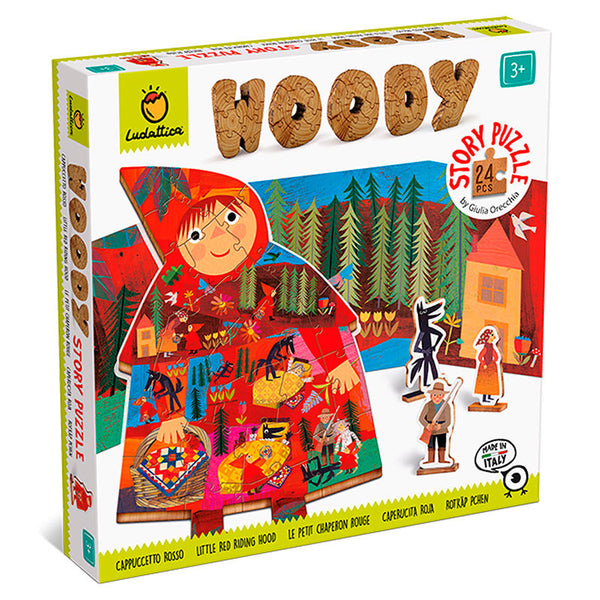 Puzzle de madera woody story caperucita roja: 24 piezas de madera