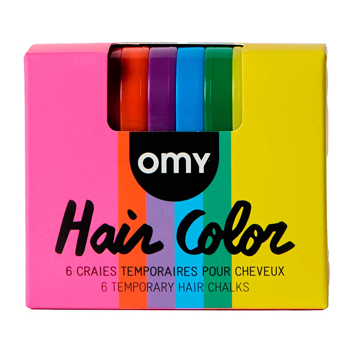 6 tizas temporales para el pelo RAINBOW