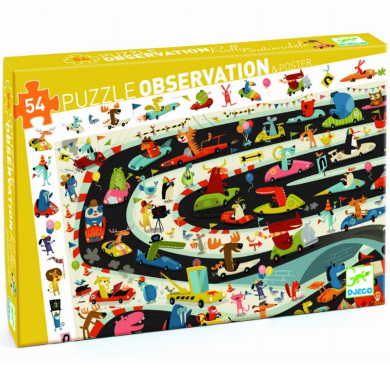 Puzzle de Observación Rally de Coches: 54 piezas
