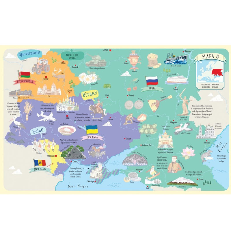 Atlas ilustrado de Europa con pegatinas - La Chata Merengüela