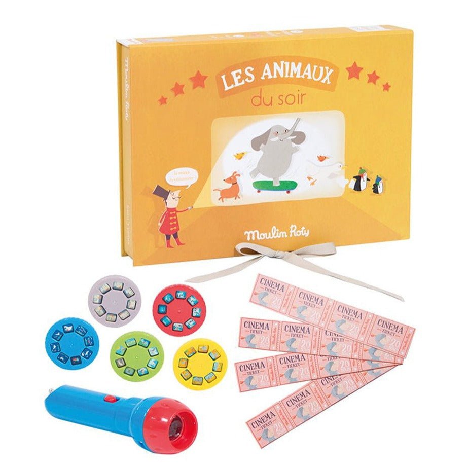 Caja de cine linterna proyector Moulin Roty · Animales - La Chata Merengüela