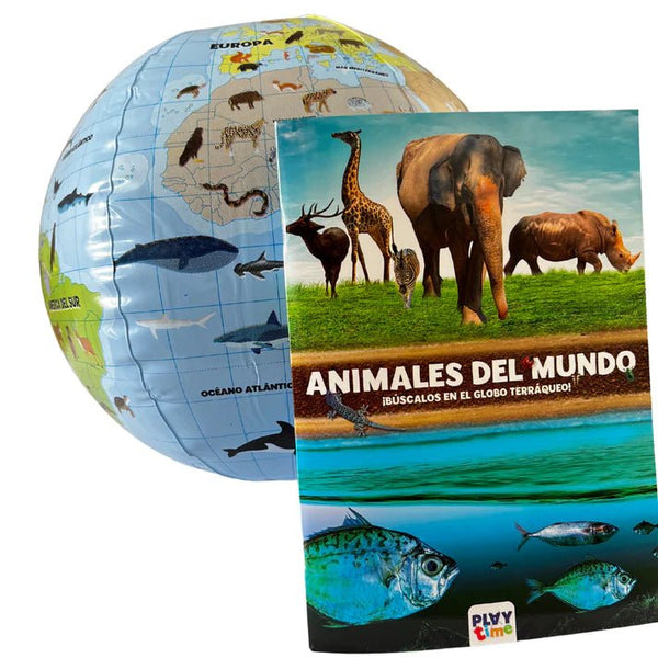 Kit globo terráqueo hinchable · El mundo de los animales - La Chata Merengüela