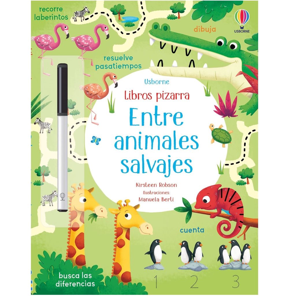 Libro pizarra reutilizable · Entre animales salvajes - La Chata Merengüela