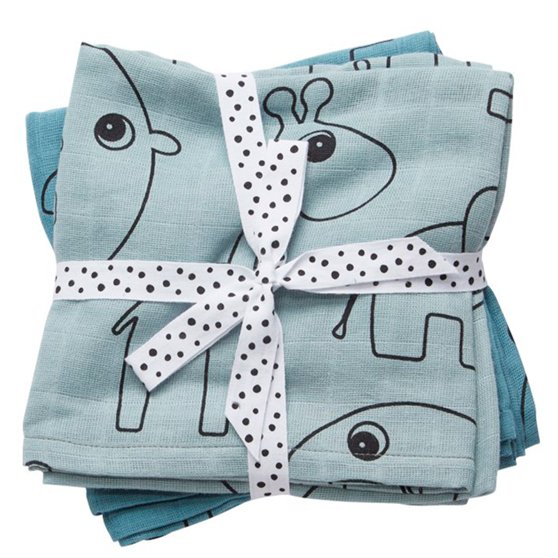 Pack 2 Muselinas de algodón Done by Deer 120x120 · Contour Blue - La Chata Merengüela
