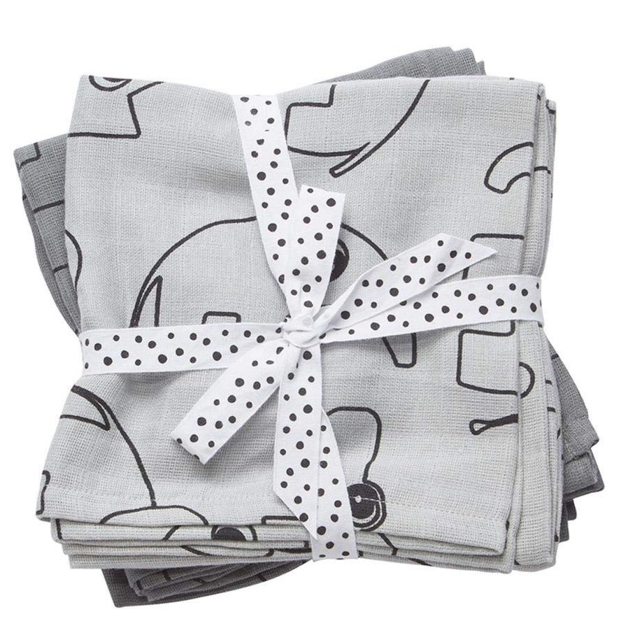 Pack 2 Muselinas de algodón Done by Deer 120x120 · Contour Grey - La Chata Merengüela